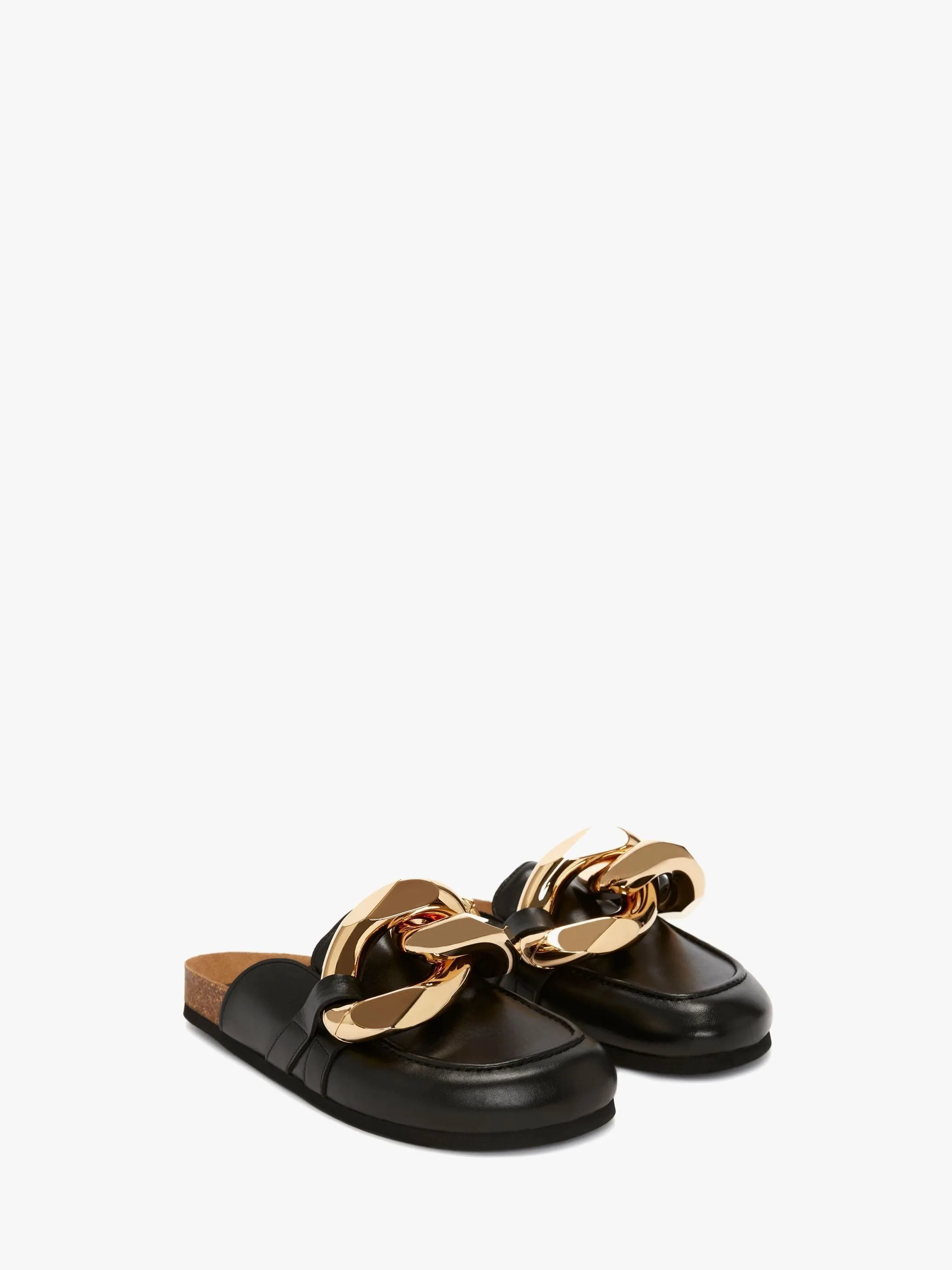 JW Anderson Leather Mules with Chain, Black