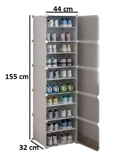 Krishyam® Portable Shoe Rack Organizer, Plastic Cube Storage 20 Pair Tower 10 Steps Plastic Shoe Rack (10 Shelves, DIY(Do-It-Yourself))