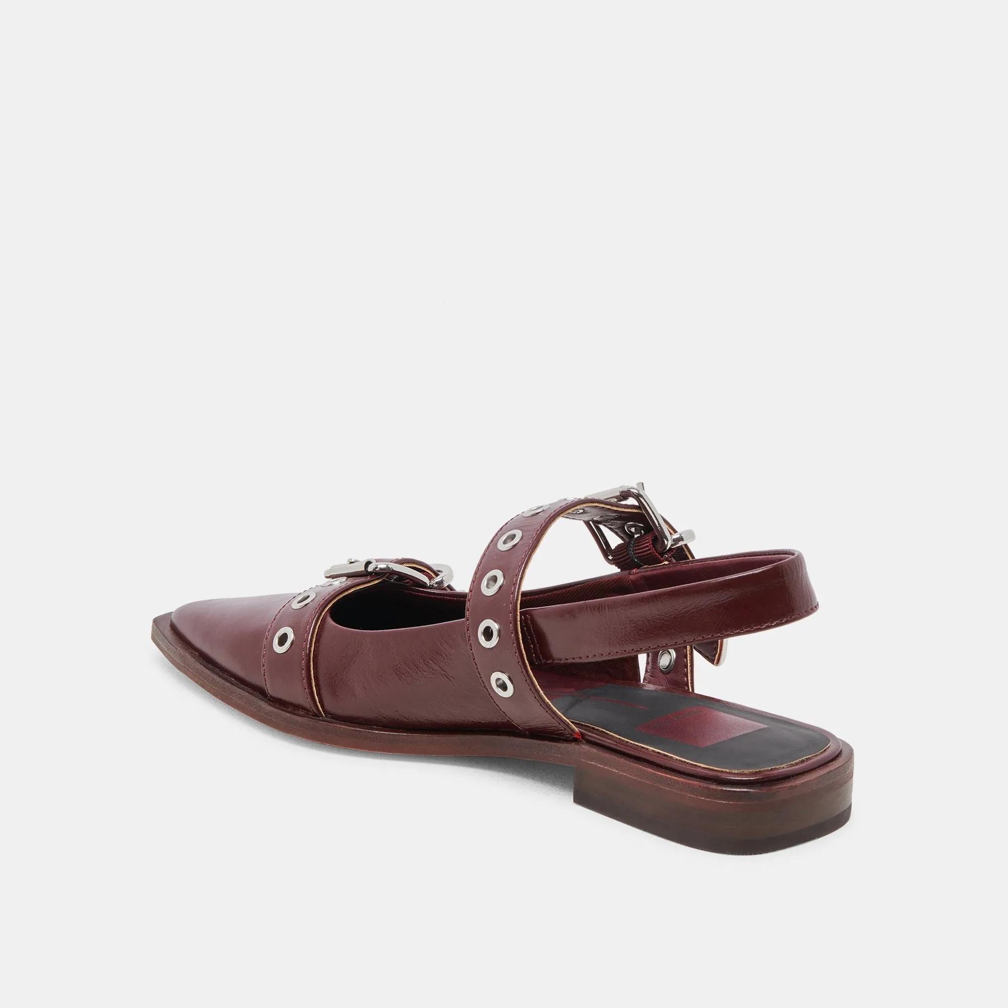 LABELL FLATS BURGUNDY CRINKLE PATENT