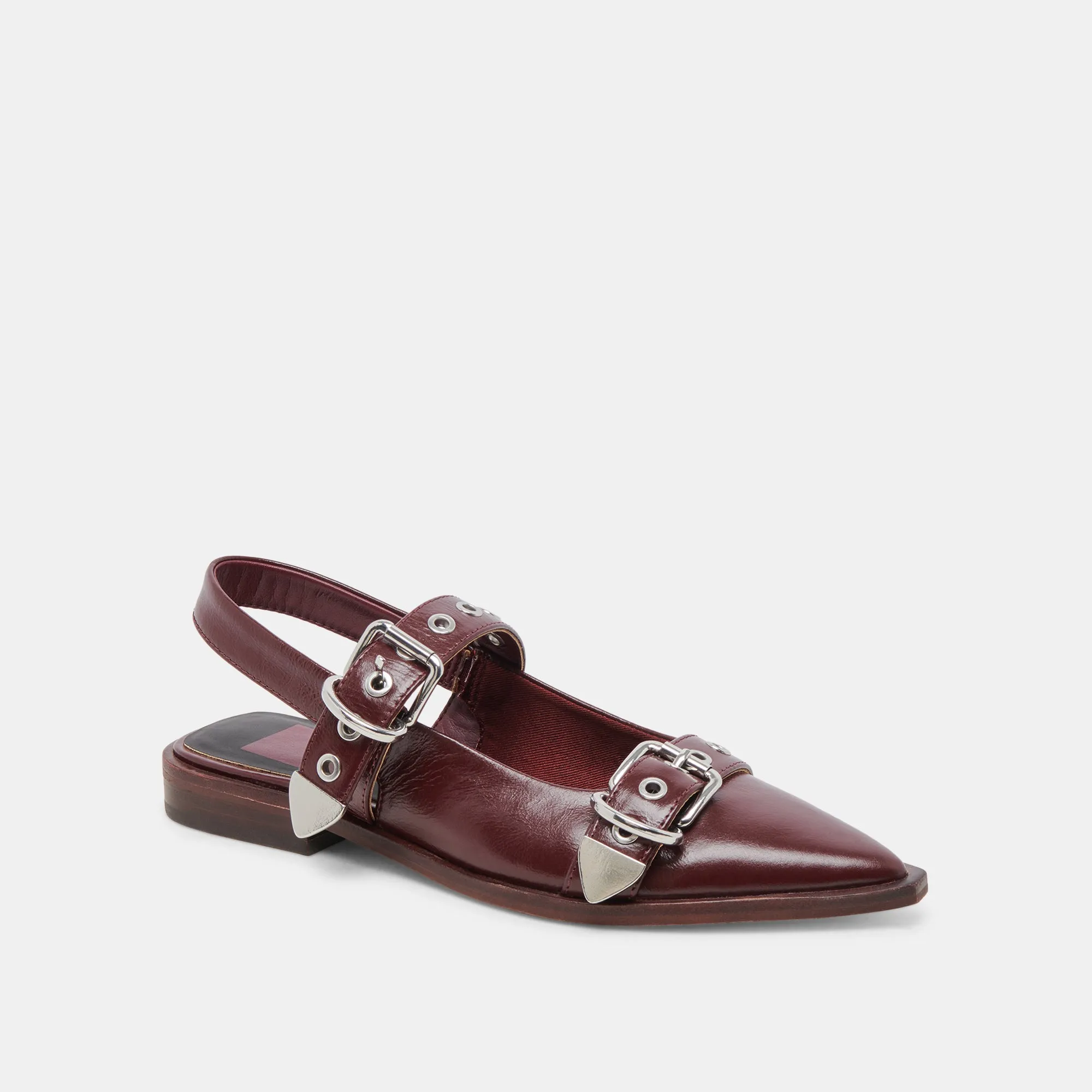 LABELL FLATS BURGUNDY CRINKLE PATENT