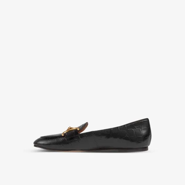 Lk Bennett crocodile embossed Daphne leather loafers, black