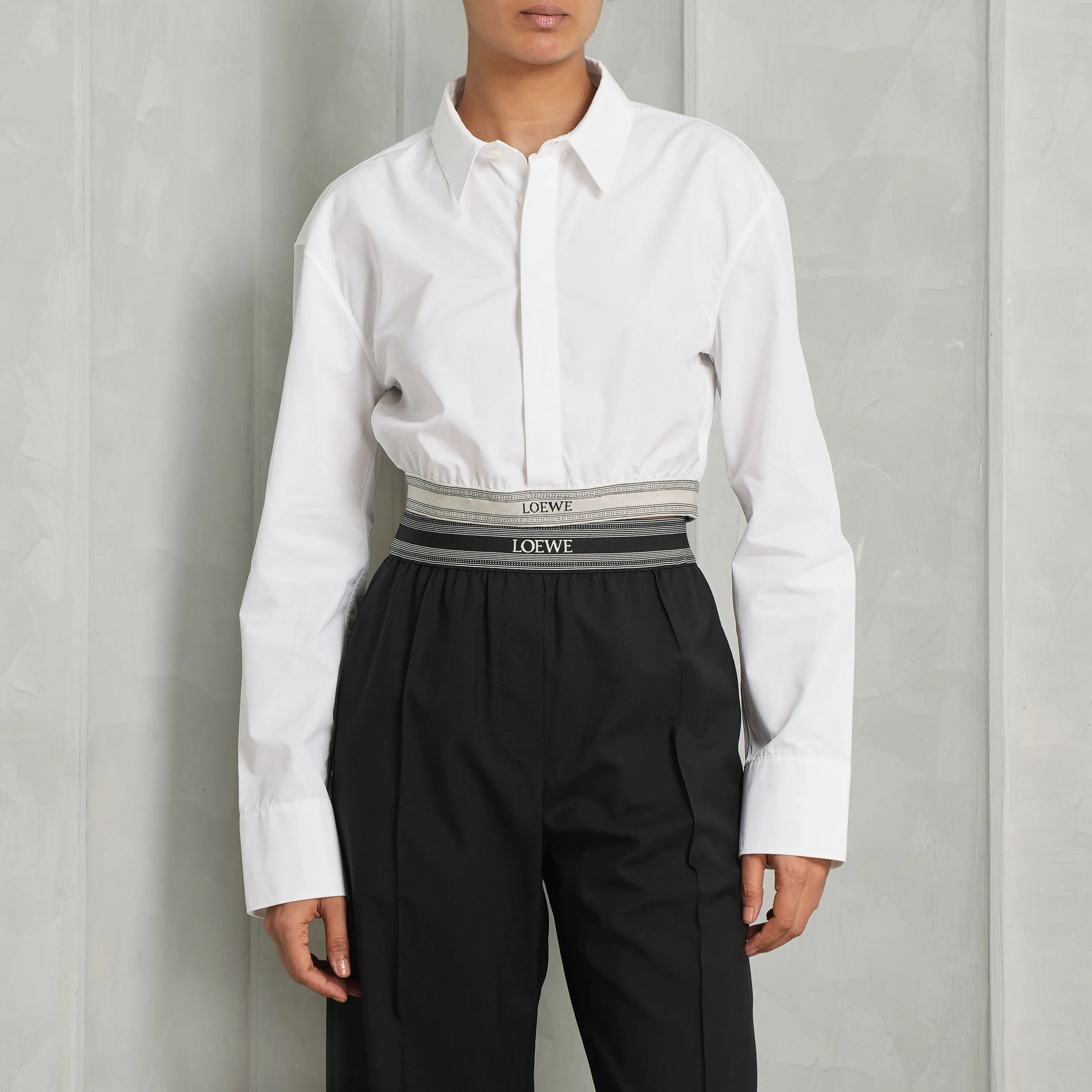 Logo Belted Cropped Shirt