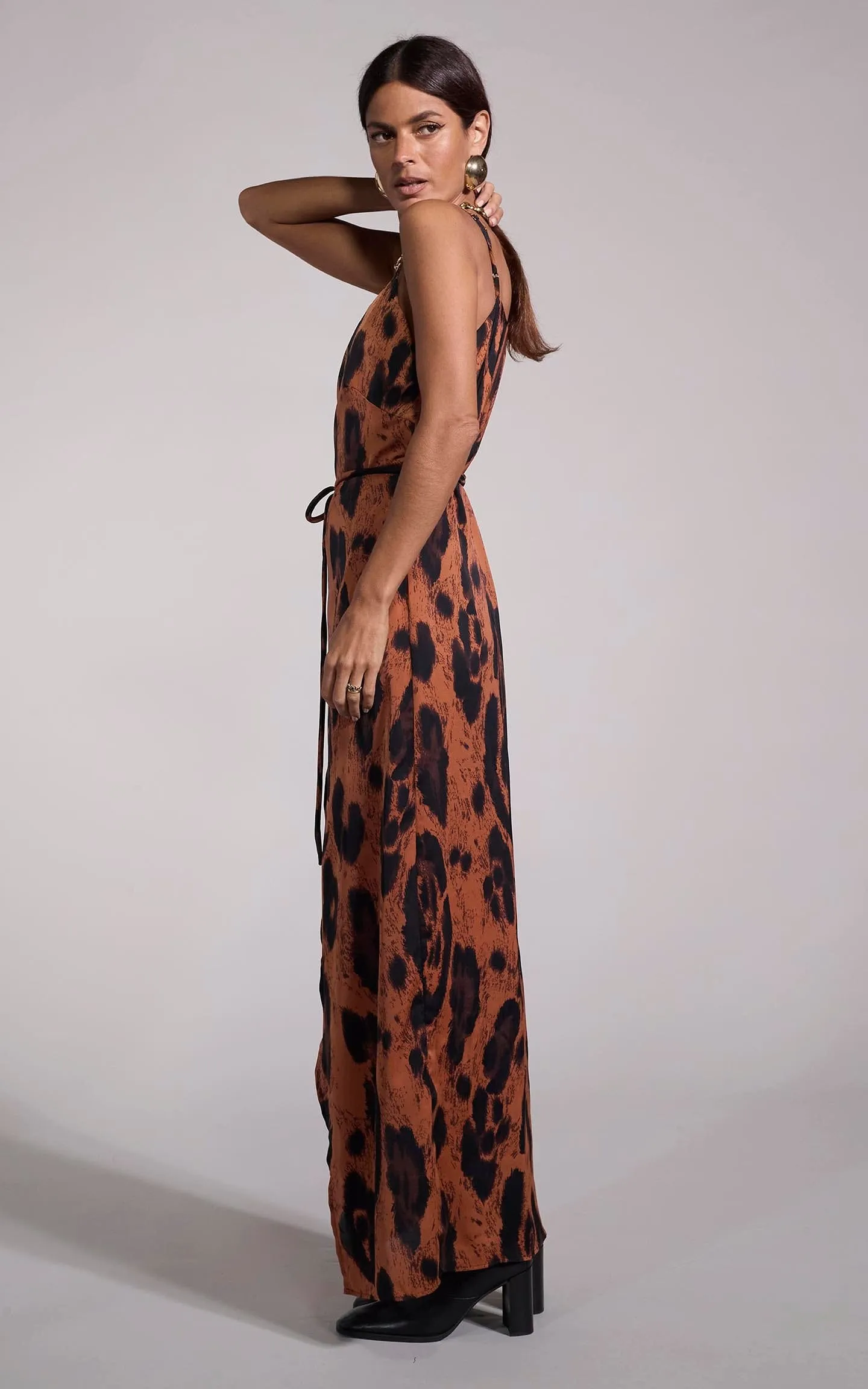 Mariah Wrap Dress In Chocolate Leopard