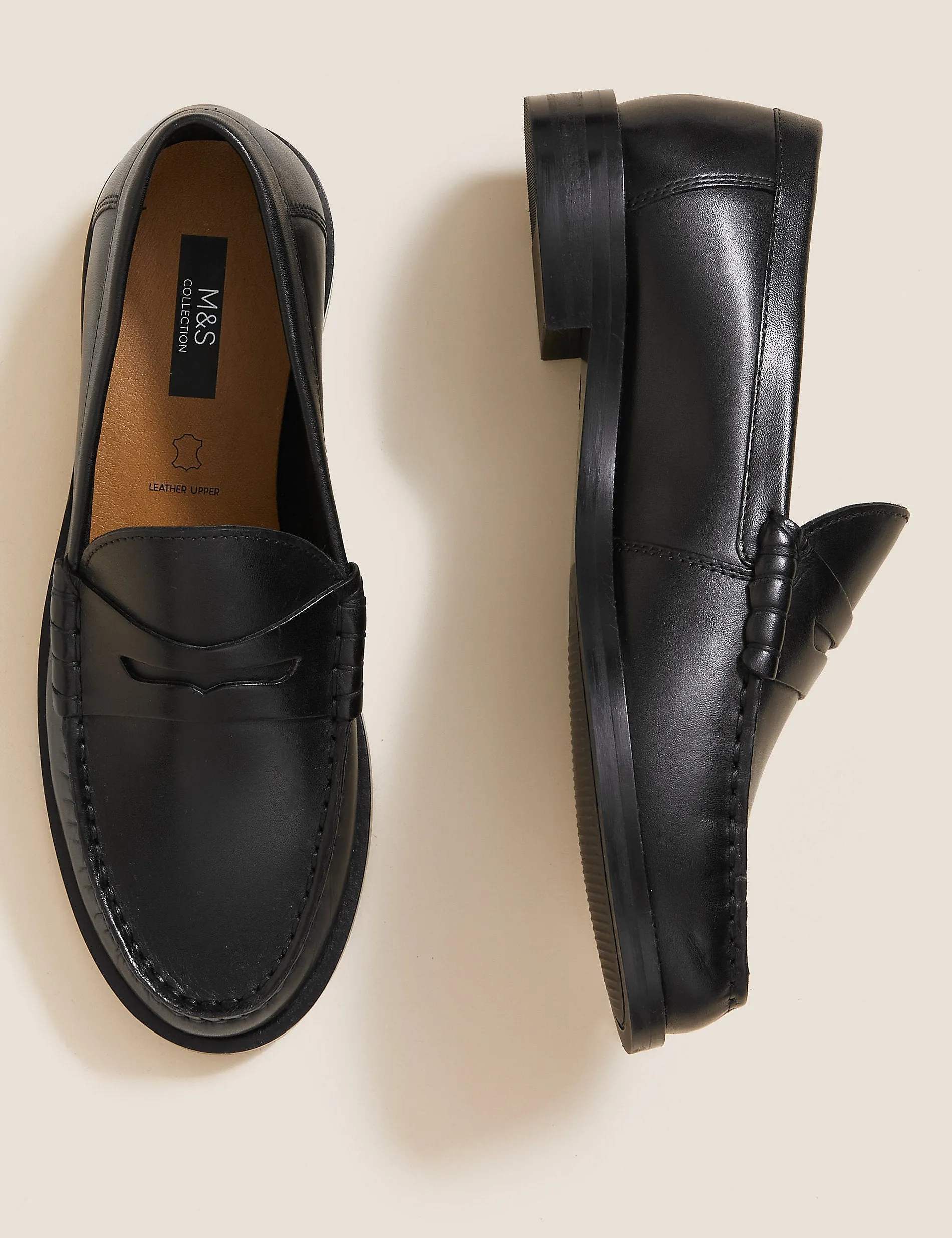 Marks & Spencer leather loafers, black