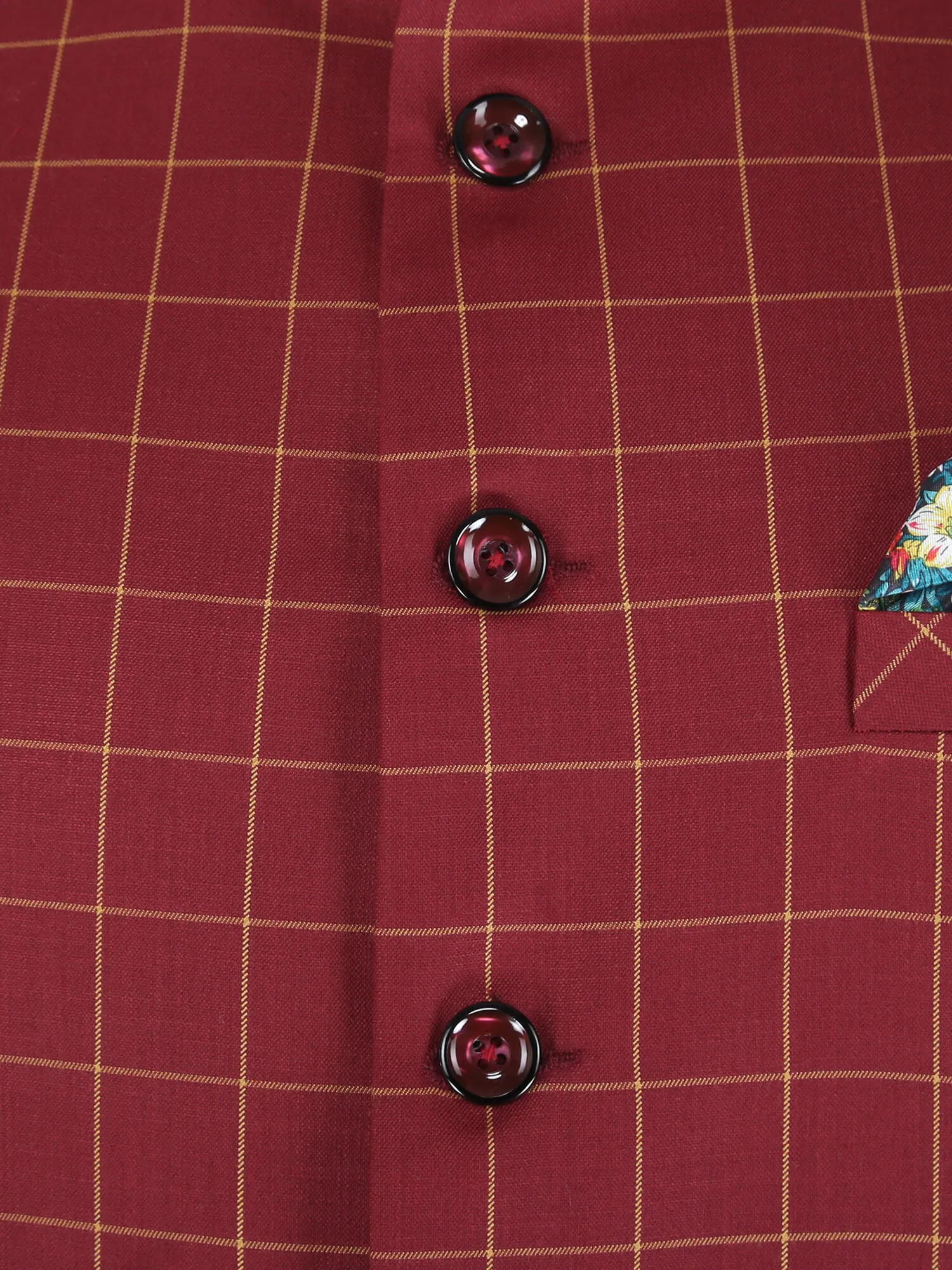 Maroon Checks Classic Nehru Jacket