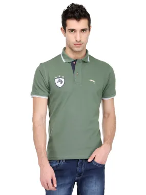 Men Green Cotton & Spandex T-Shirt