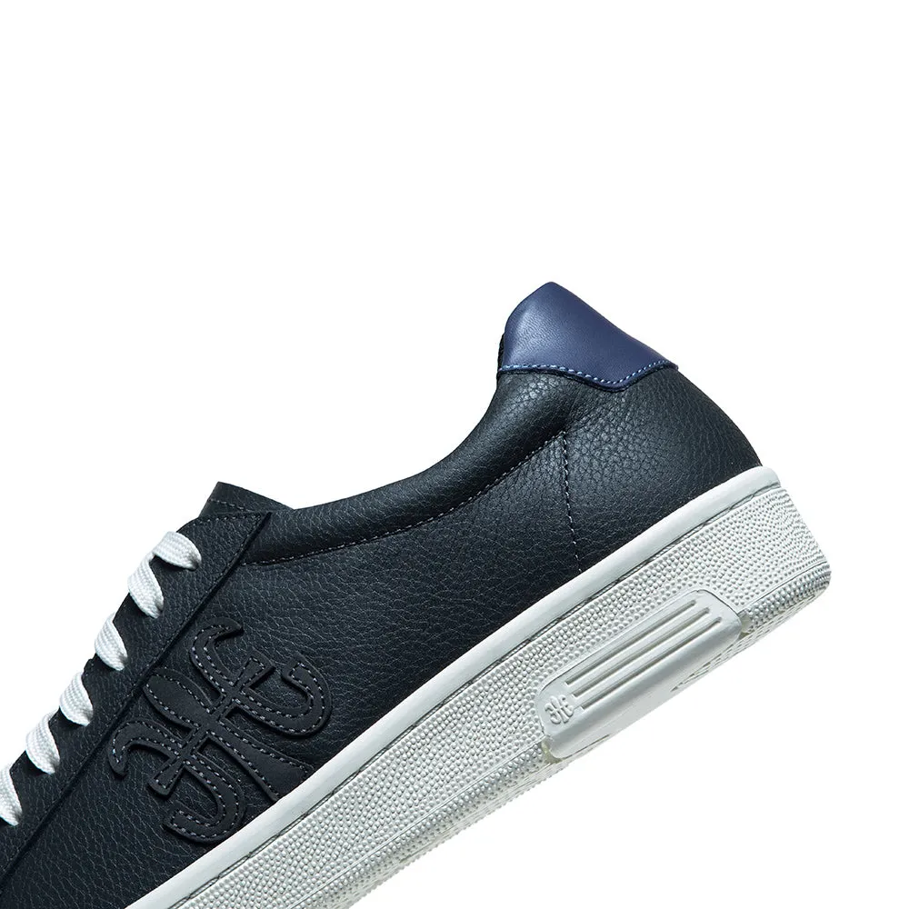 Men's Honor Black Blue Logo Leather Sneakers 08014-995