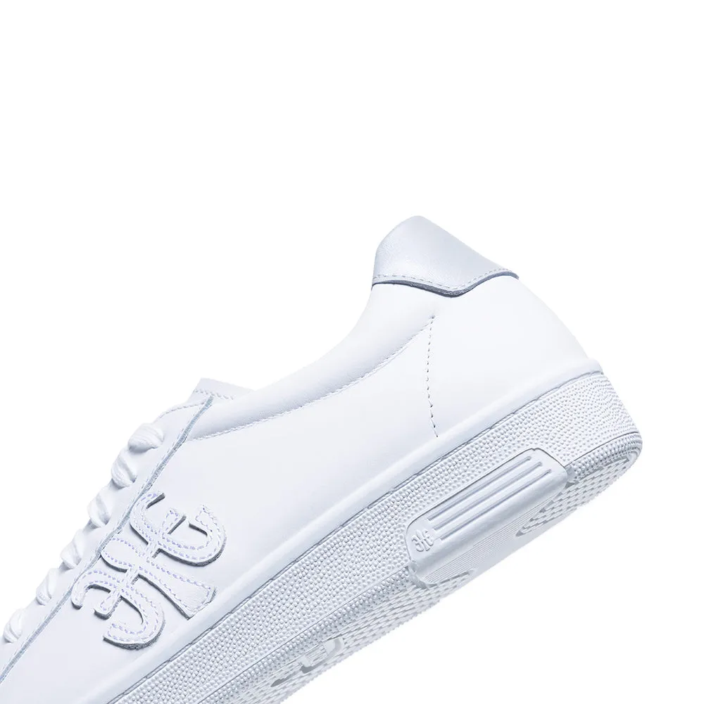 Men's Honor White Gray Logo Leather Sneakers 08021-008