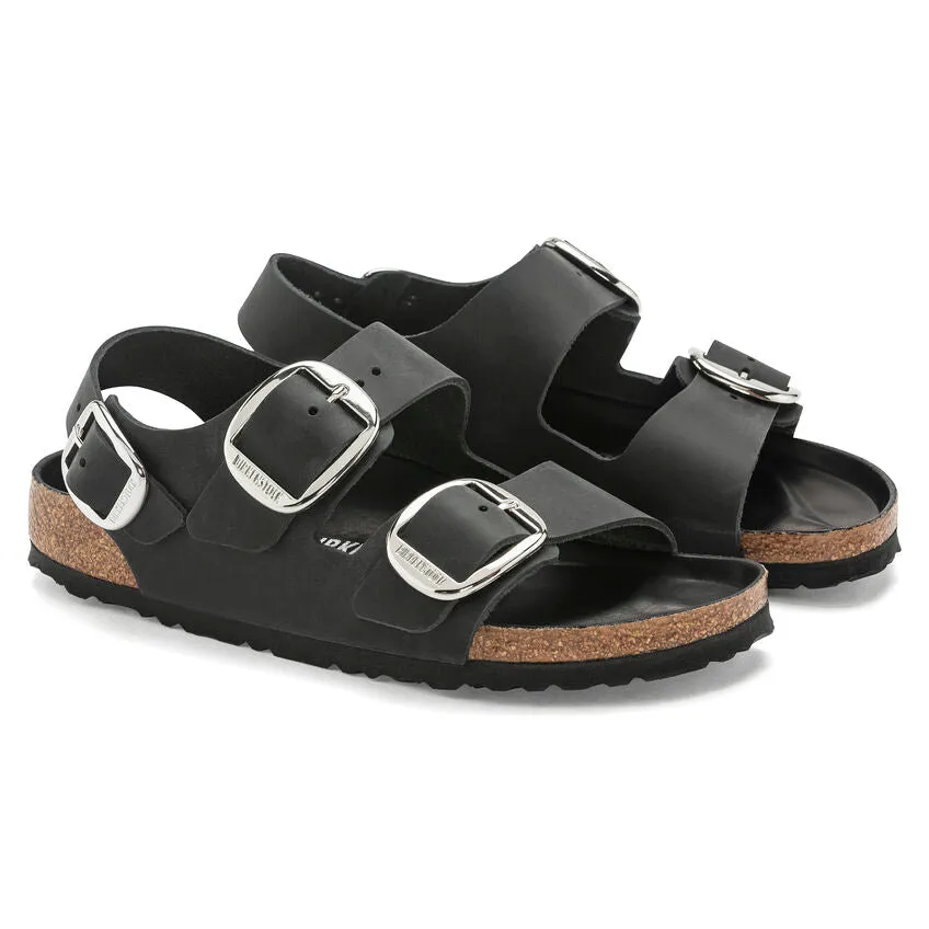 Milano Big Buckle Oiled Leather Black