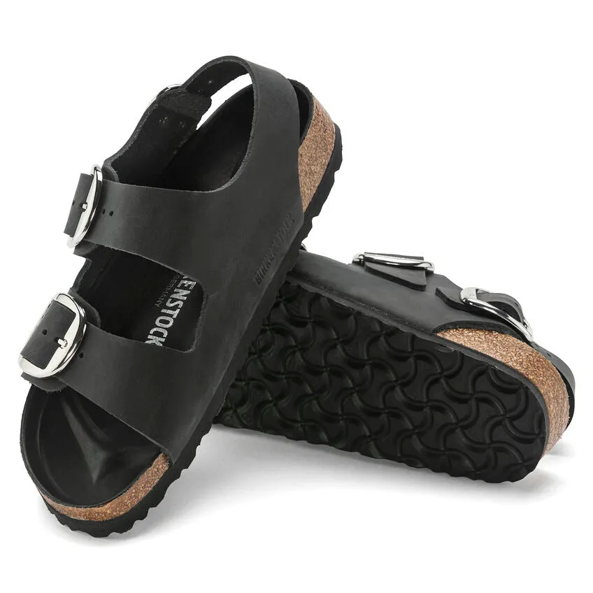 Milano Big Buckle Oiled Leather Black