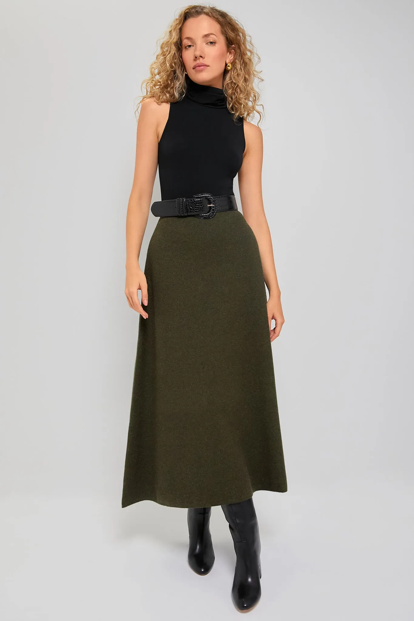 Moss Green Raye Knit Skirt