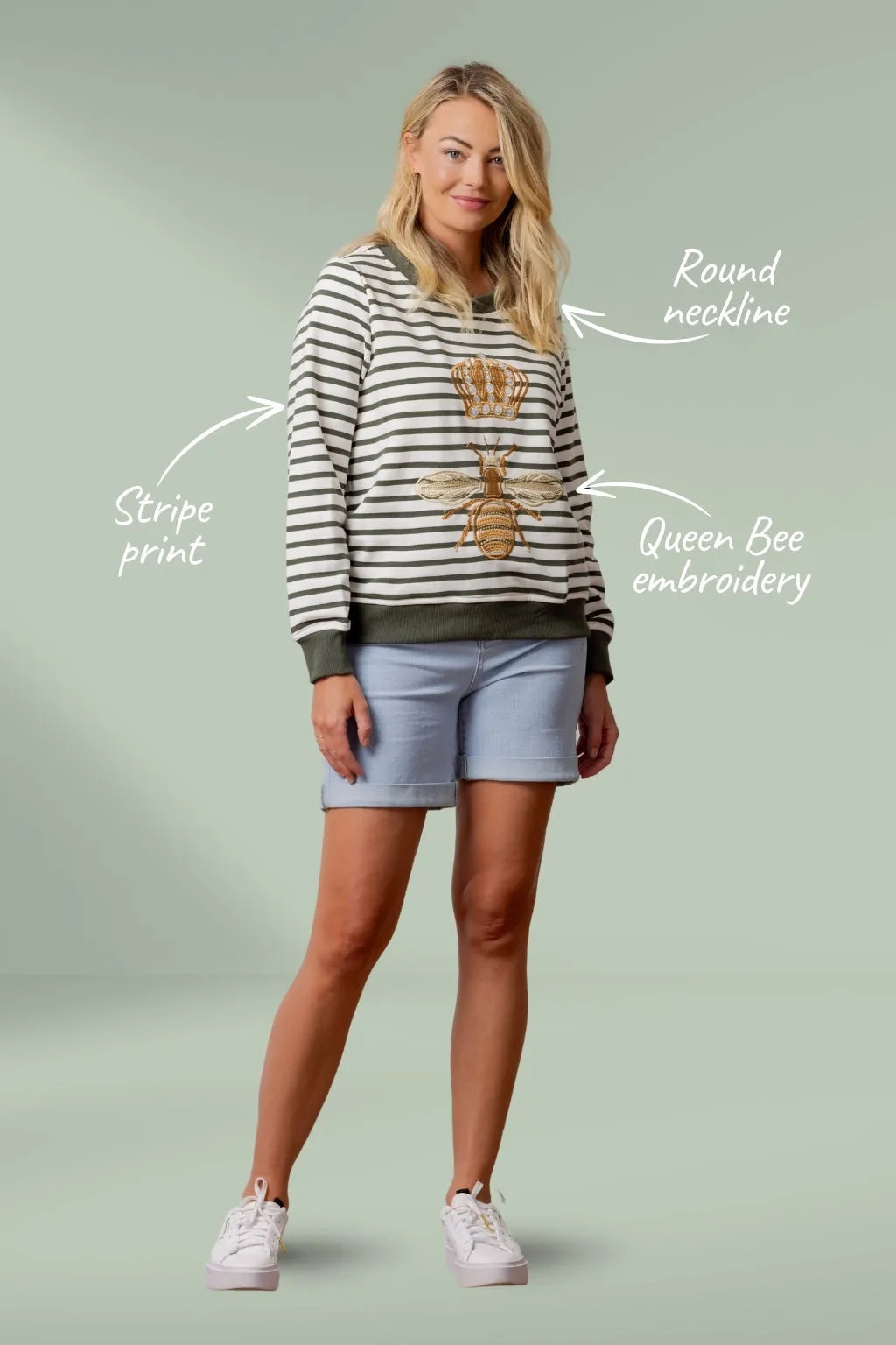 Moss Queen Bee Sweat Stripe