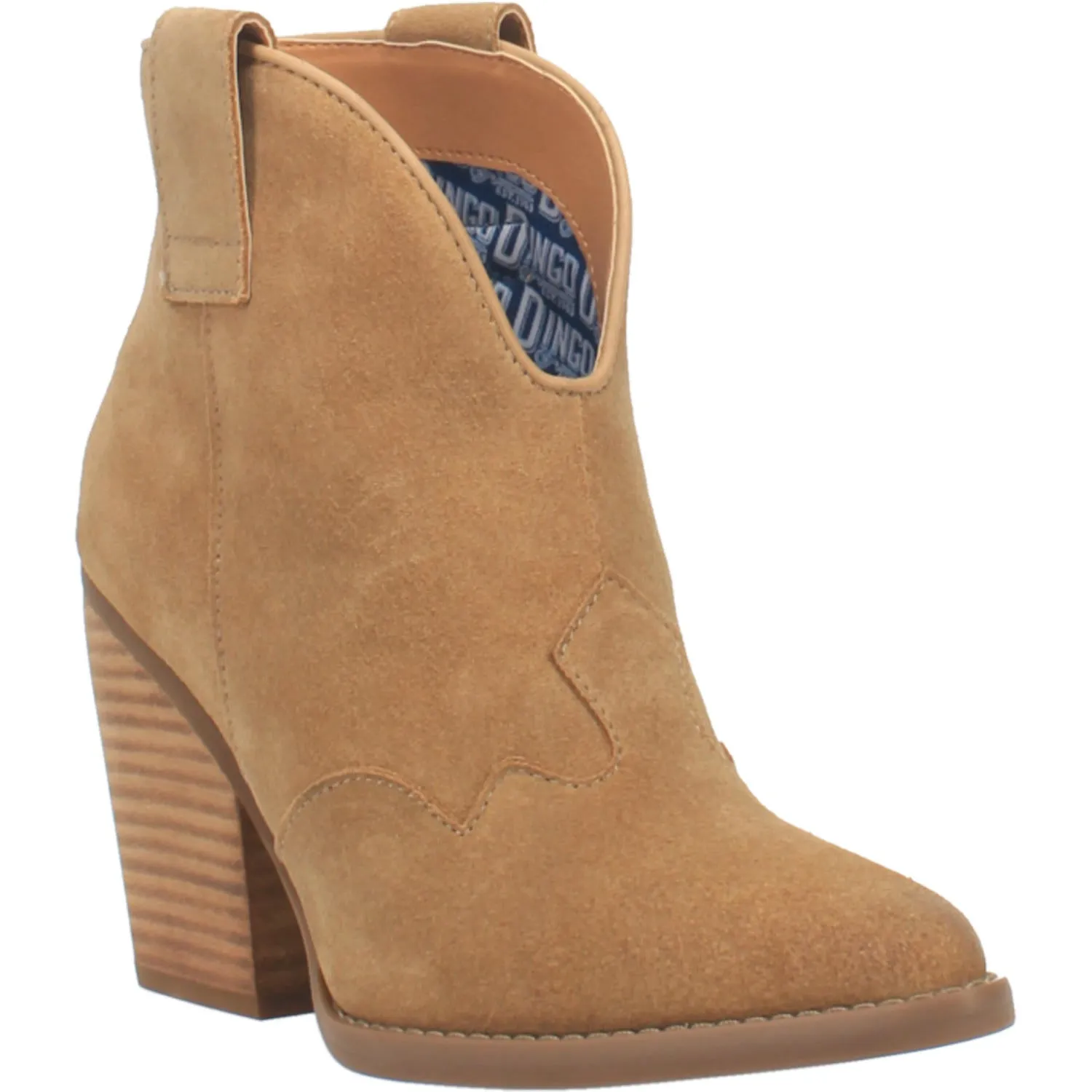 Online Exclusive | Dingo | Flannie Suede Leather Cowboy Bootie in Natural **PREORDER