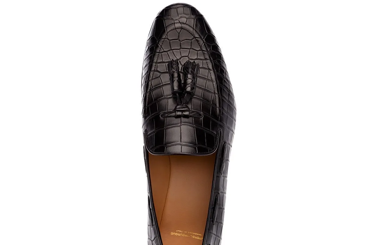 PHILIPPE CROCODILE BLACK LOAFERS