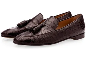 PHILIPPE CROCODILE COCOA LOAFERS