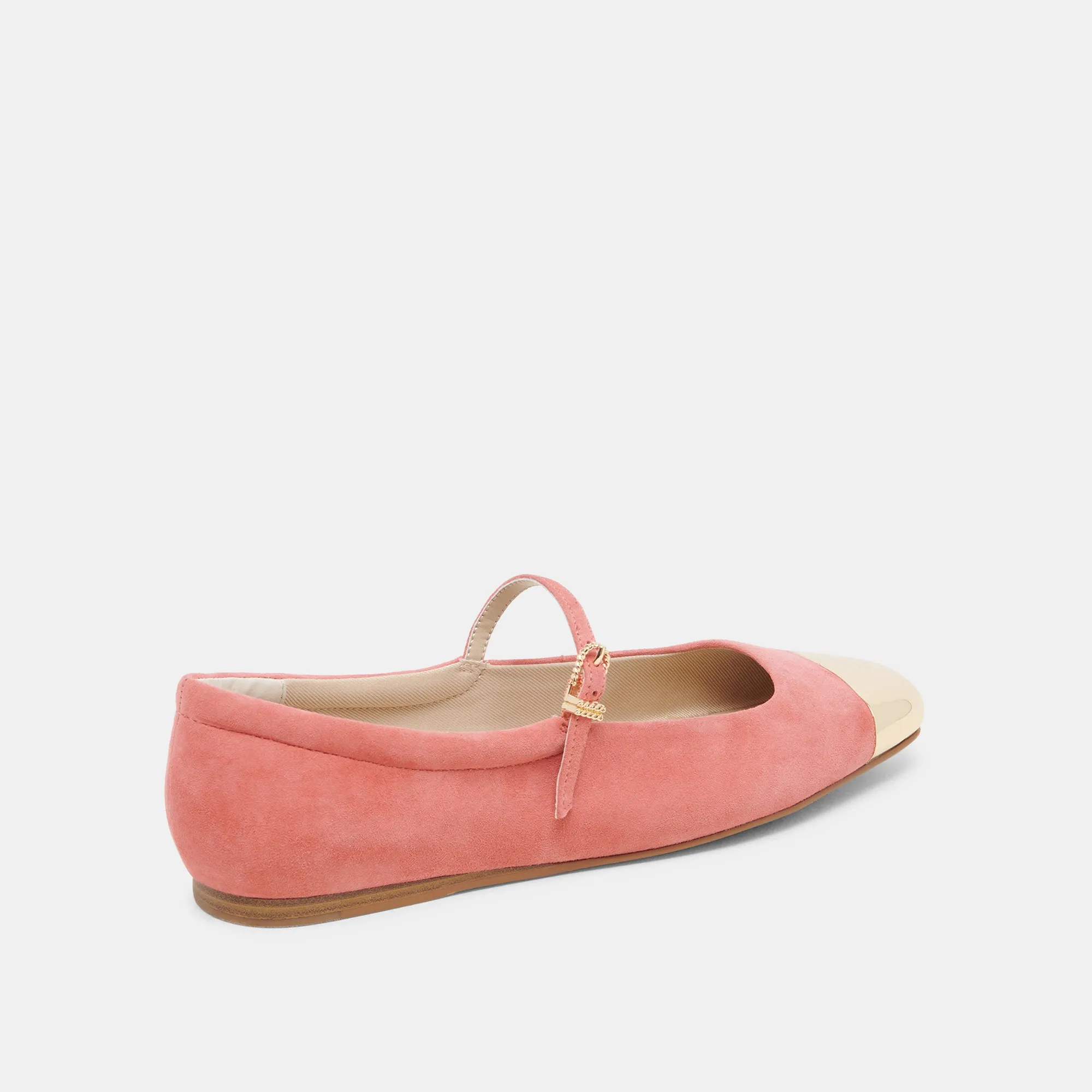 REYES TOE CAP BALLET FLATS CORAL SUEDE