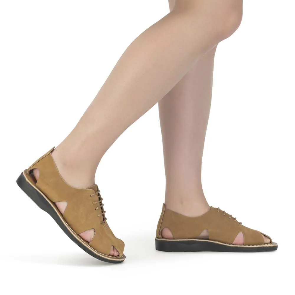 River - Leather Lace-Up Sandal | Tan Nubuck