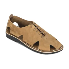 River - Leather Lace-Up Sandal | Tan Nubuck