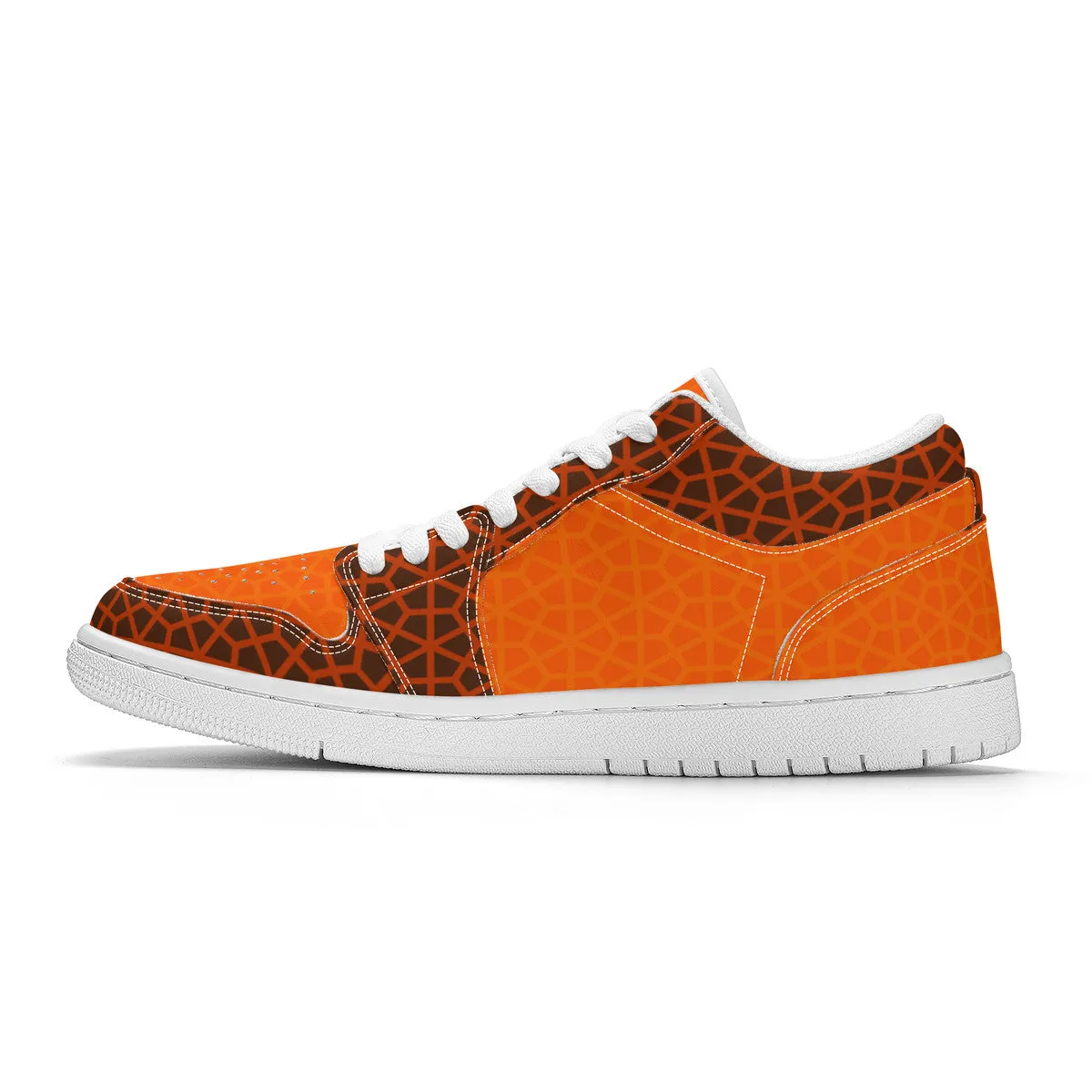 RVT Brand  Unisex Low Top Skateboard Sneakers - Orange Geom