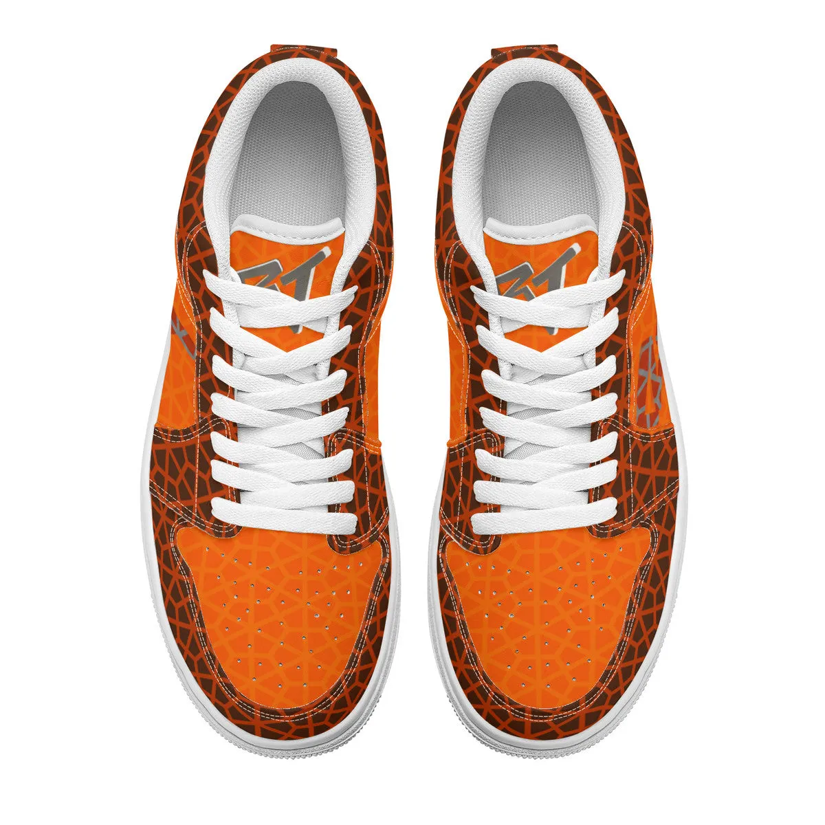 RVT Brand  Unisex Low Top Skateboard Sneakers - Orange Geom