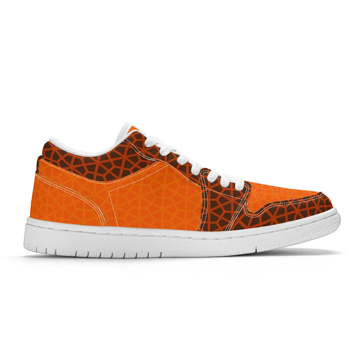 RVT Brand  Unisex Low Top Skateboard Sneakers - Orange Geom