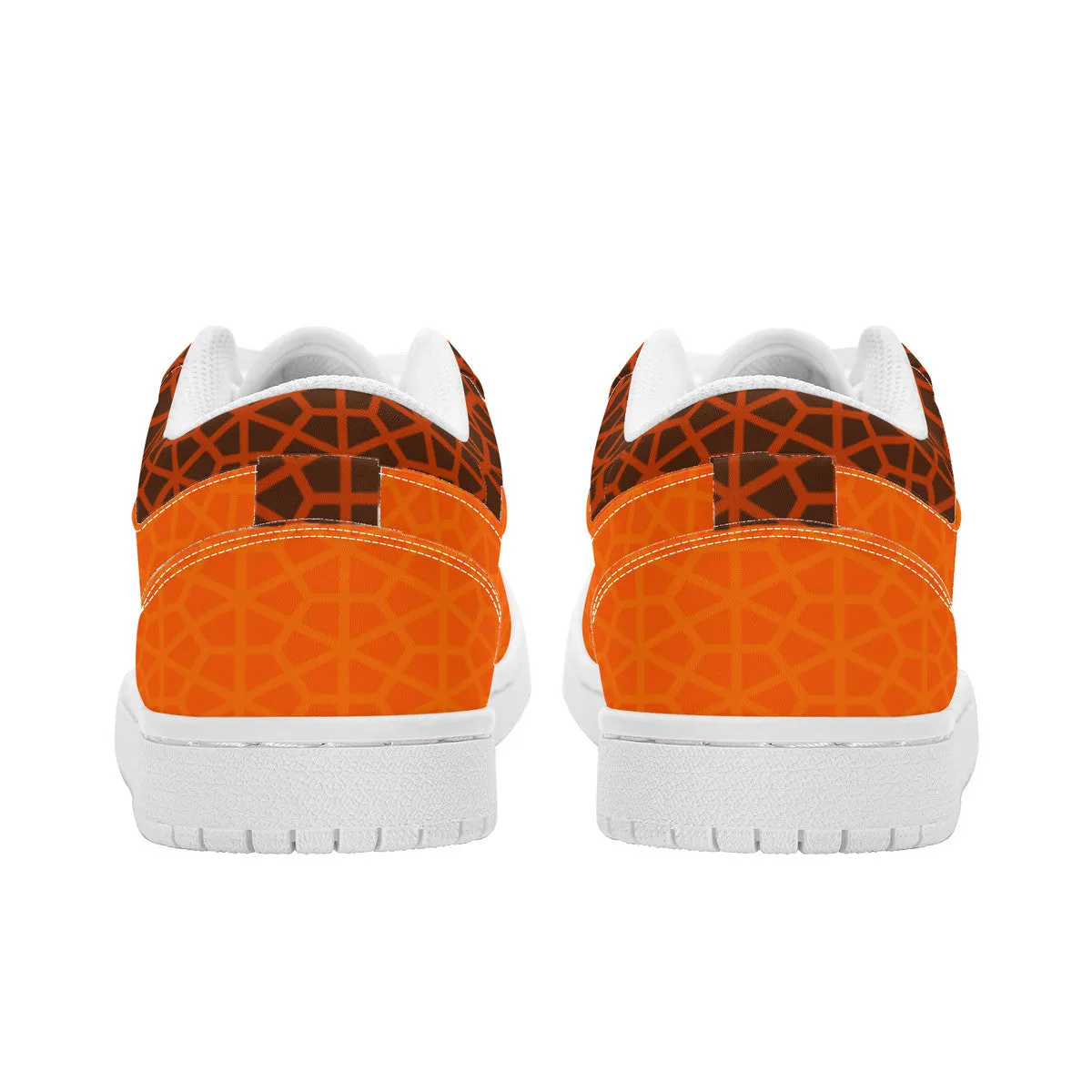 RVT Brand  Unisex Low Top Skateboard Sneakers - Orange Geom