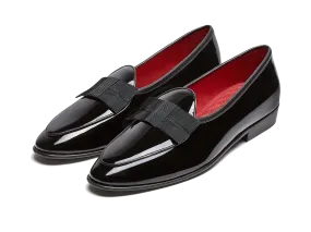 Sagan Opera Bow in Black Patent and Gros Grain