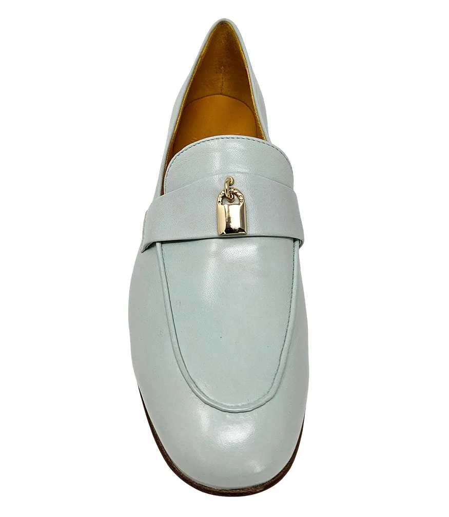 Seafoam Leather Lock Flat Loafer