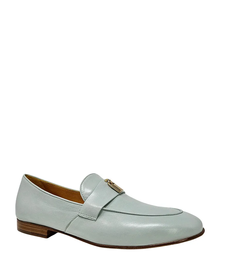 Seafoam Leather Lock Flat Loafer