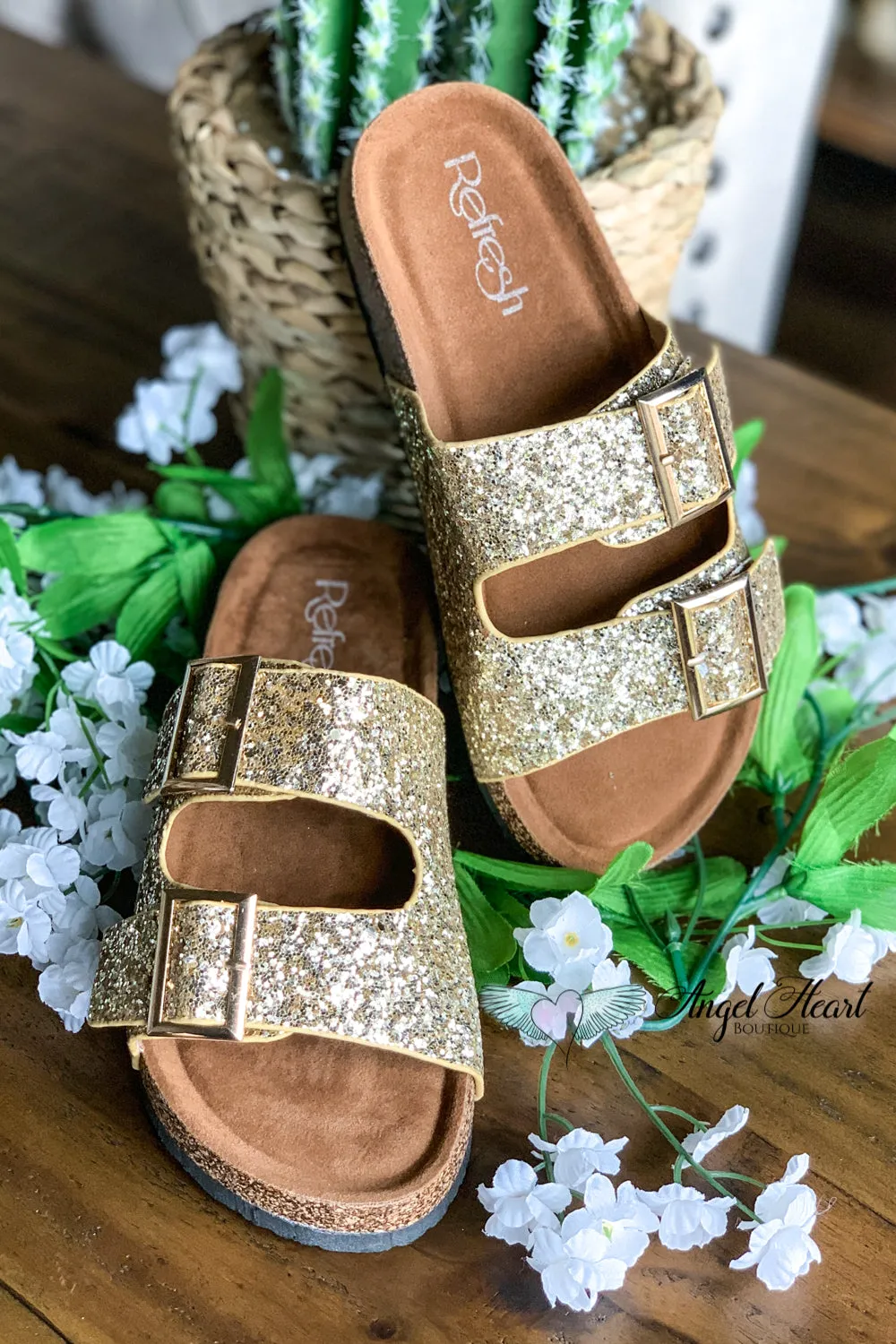 Shine Bright Buckle Sandals - Champagne Gold - SALE