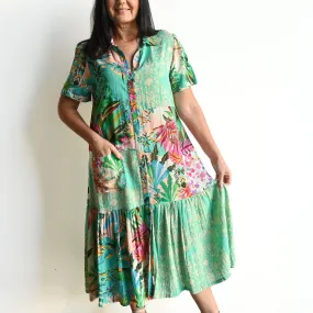 Short Sleeve Shirt Dress by Orientique Australia - Hanalei - 91001