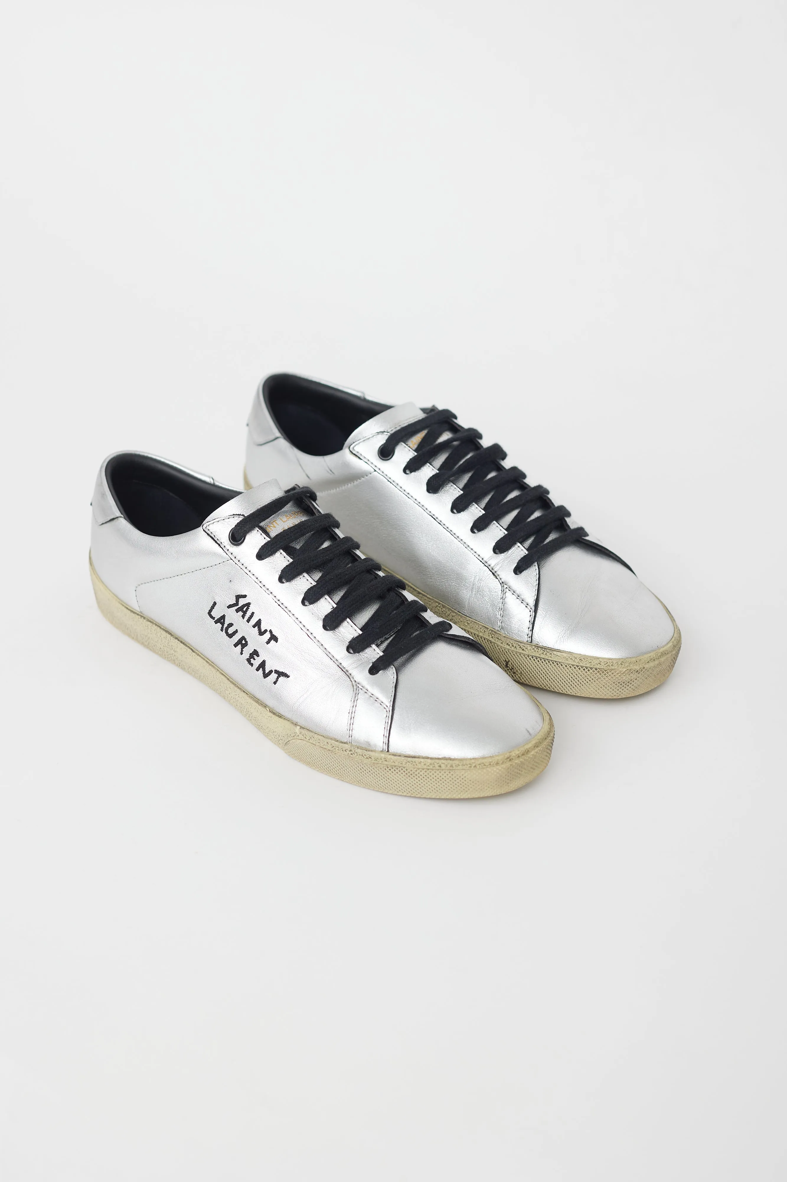 Silver Leather Court Classic Sneaker