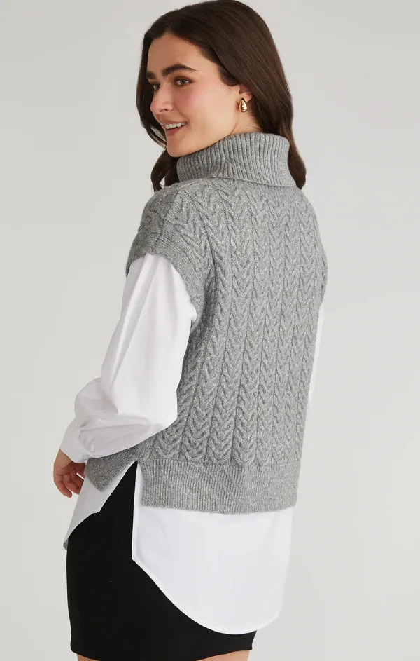 Sofia Twofer Cable Vest Tunic Sweater