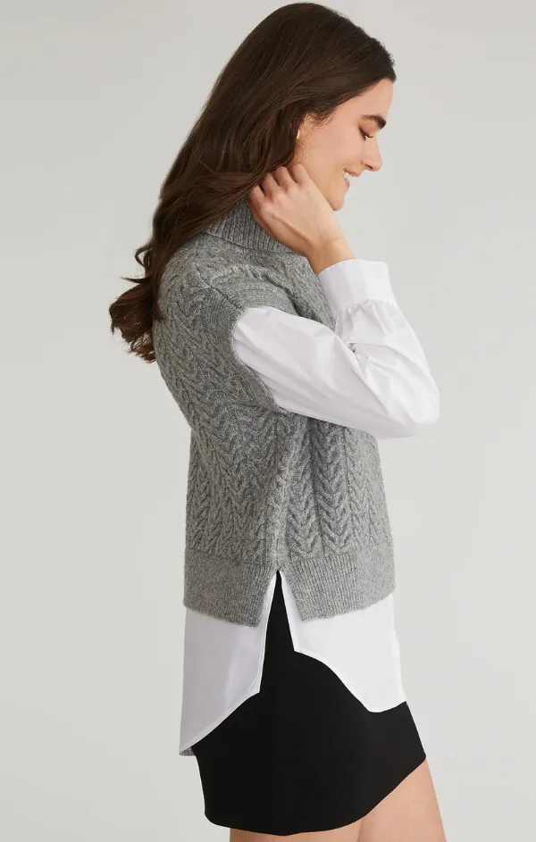 Sofia Twofer Cable Vest Tunic Sweater