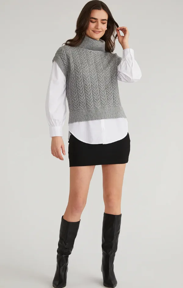 Sofia Twofer Cable Vest Tunic Sweater