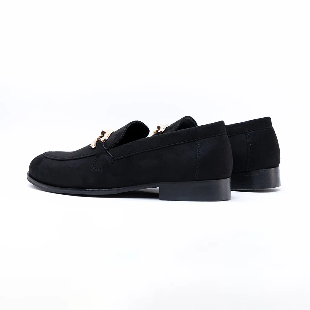 Suede loafers with buckle