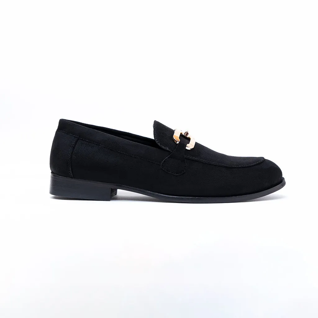 Suede loafers with buckle