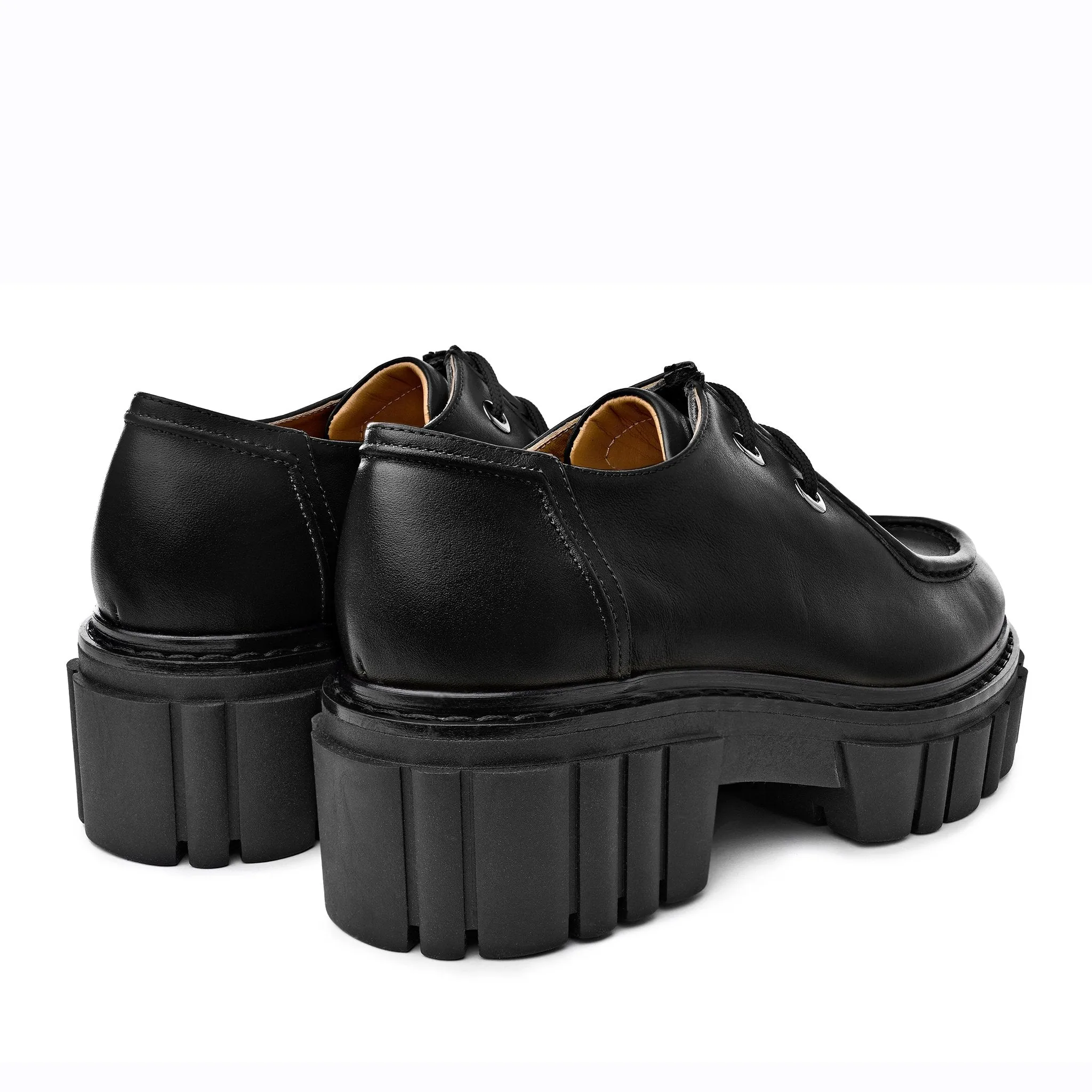 Taka Black Lace-up Chunky Loafers