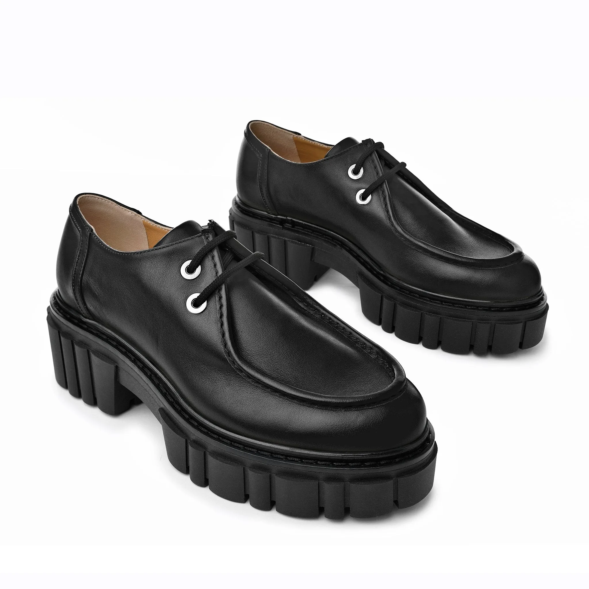 Taka Black Lace-up Chunky Loafers