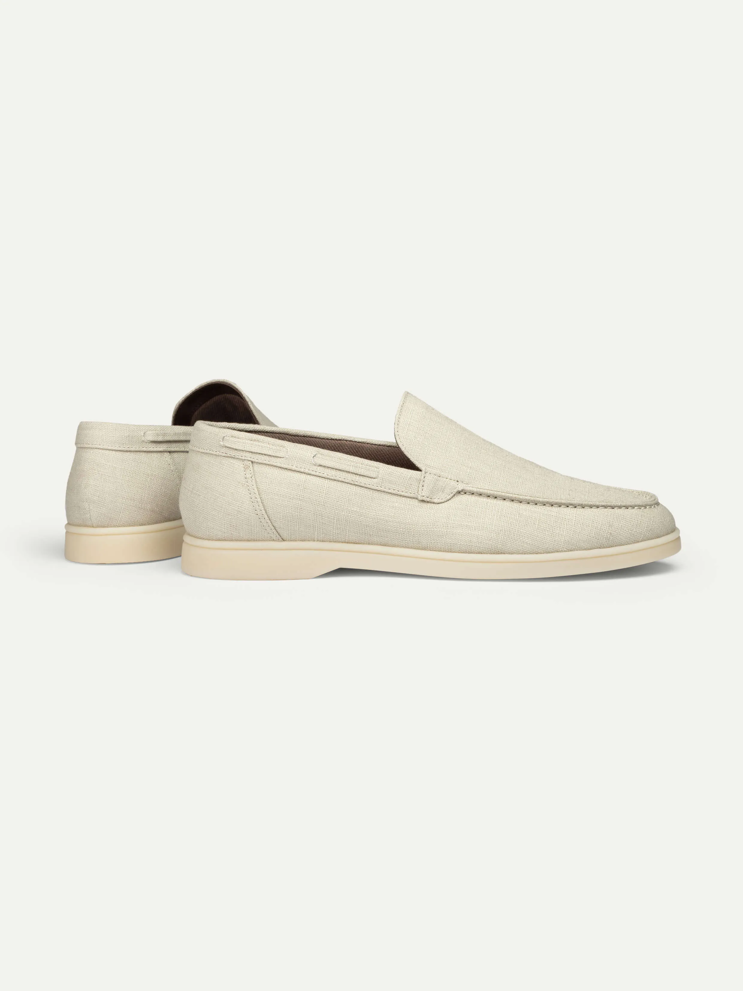 Taupe Linen Yacht Loafers