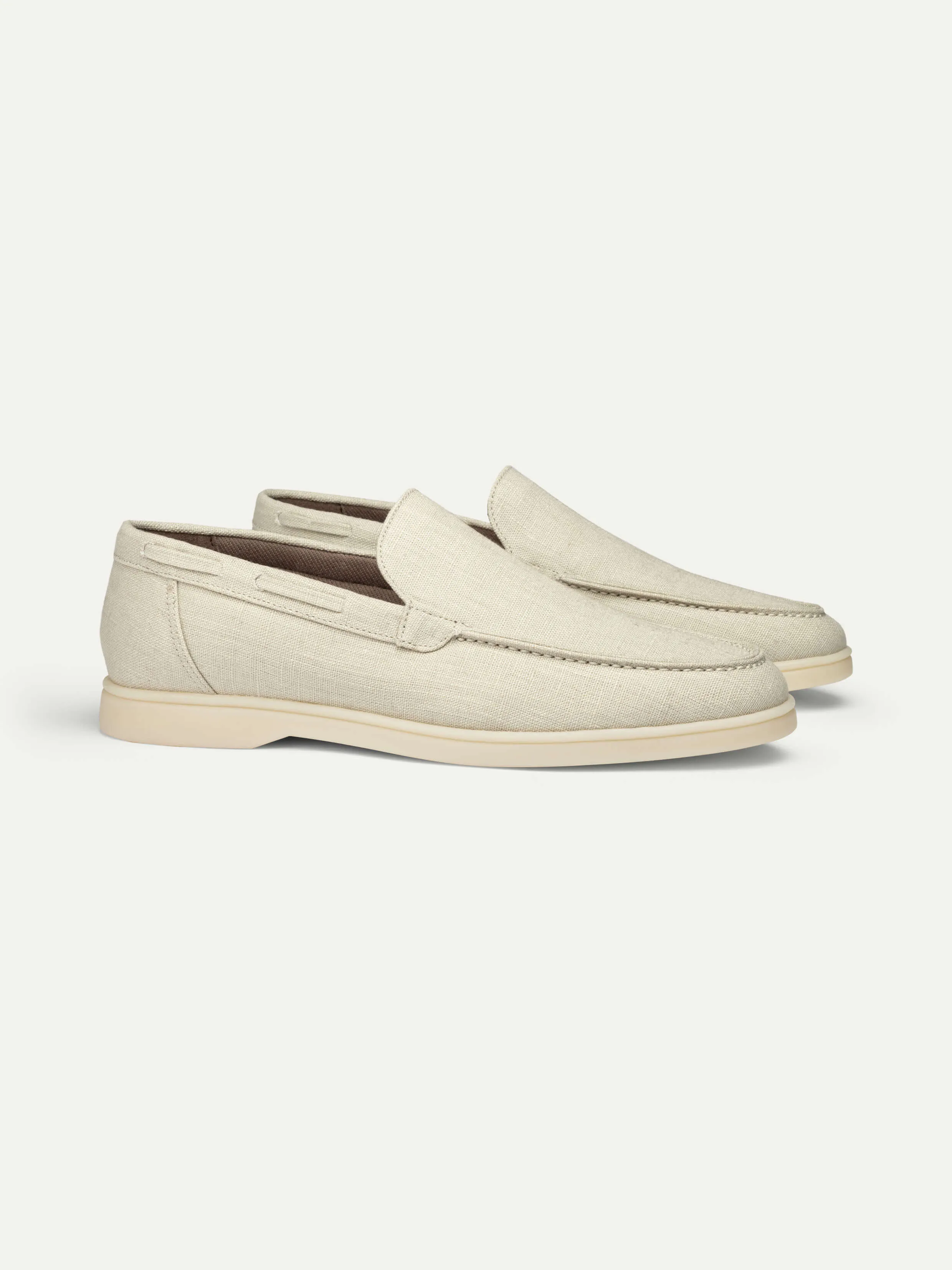 Taupe Linen Yacht Loafers