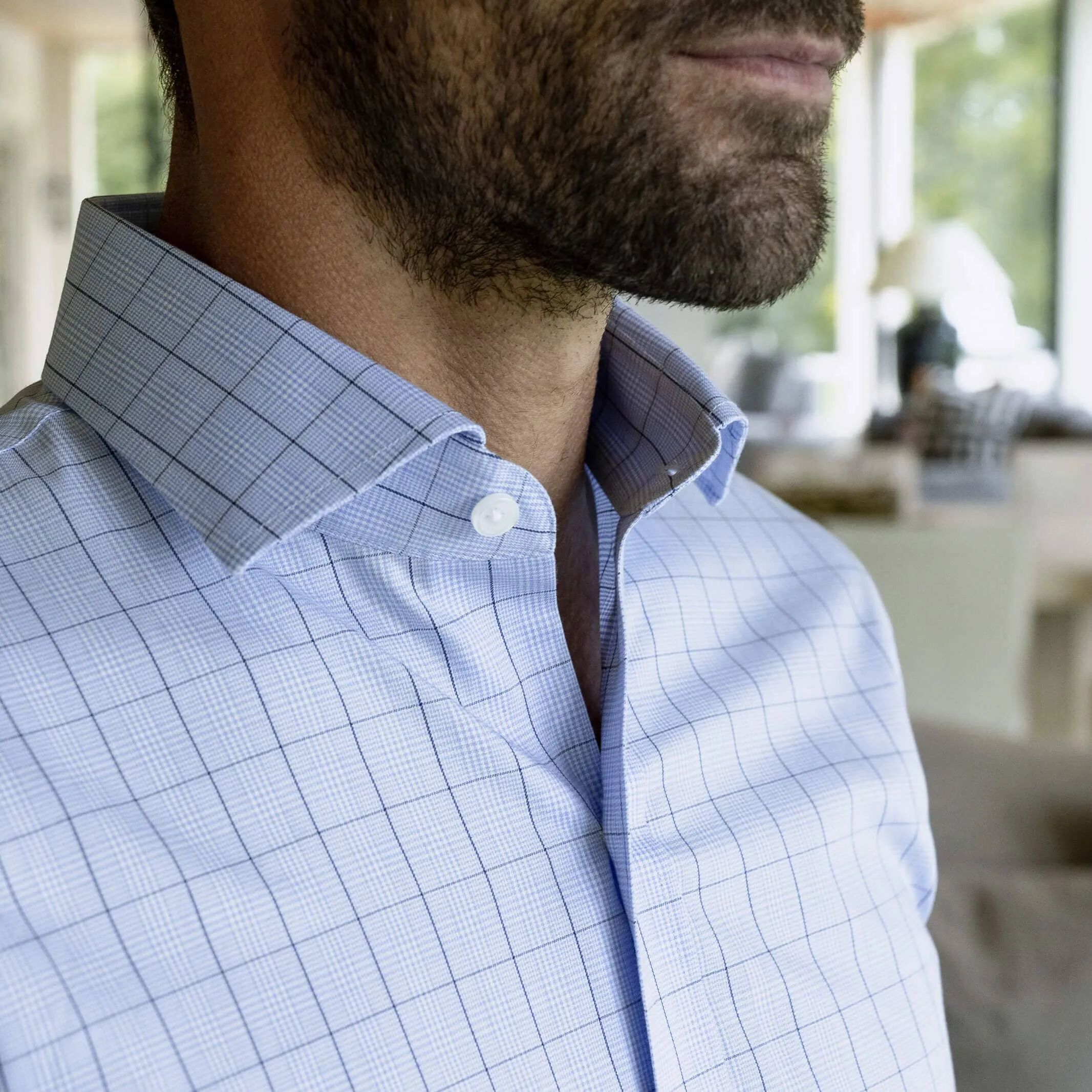 The Blue Lanvale Windowpane Custom Shirt