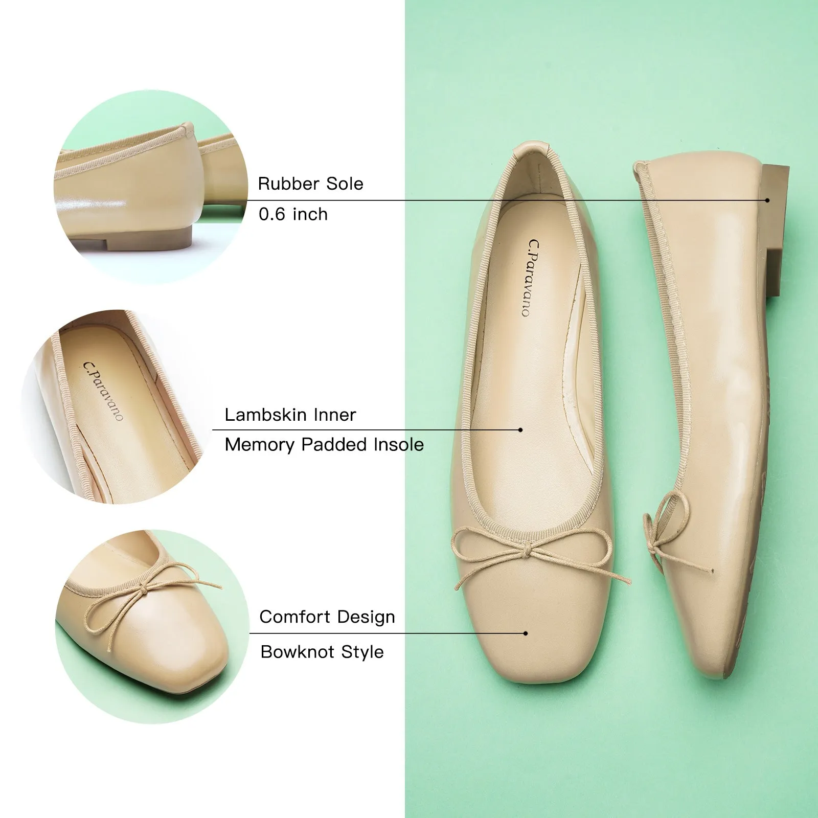 Tiny Bowknot Ballet Flats Beige