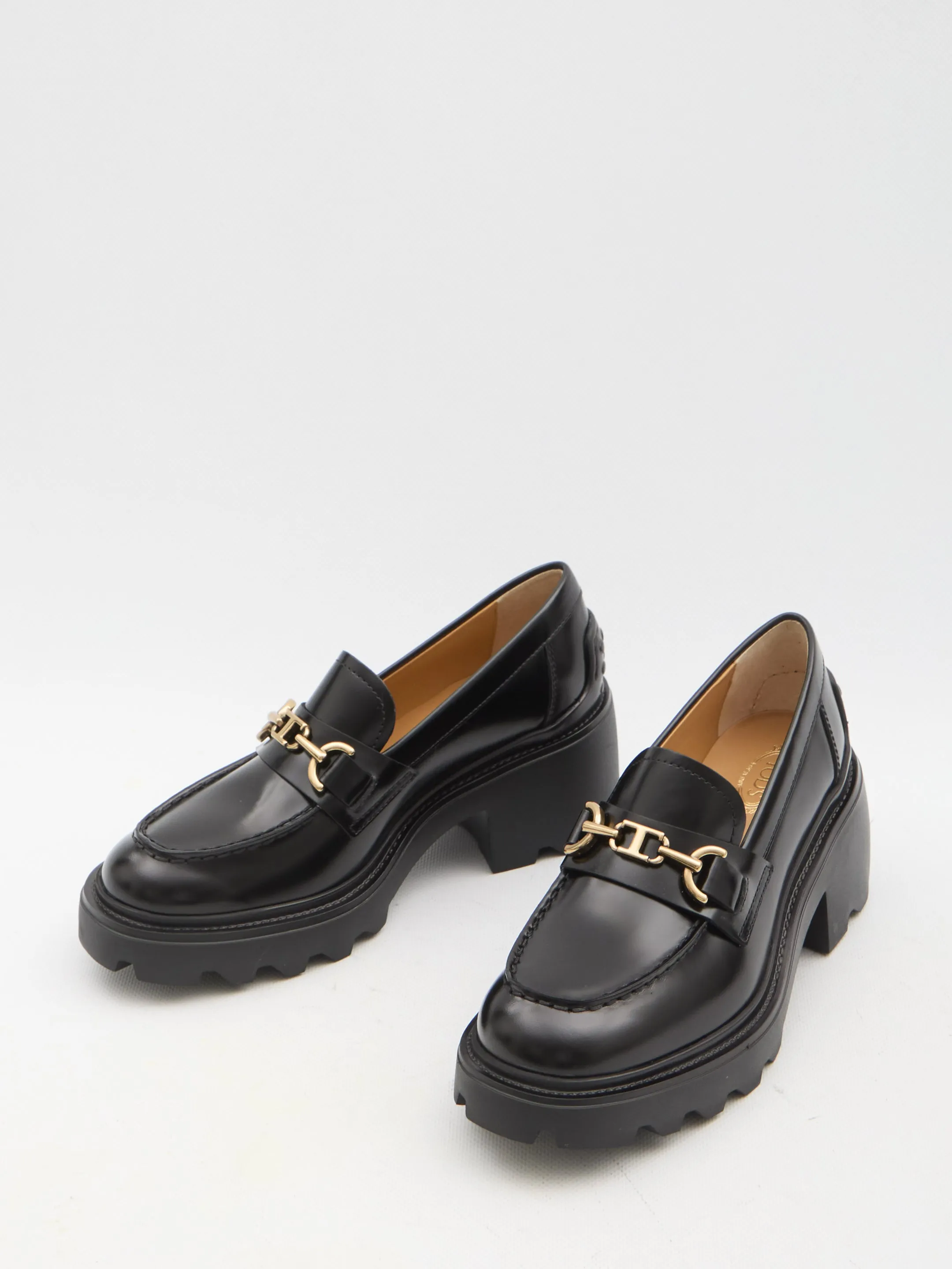 Tod's Brushed Leather Loafers with Chain