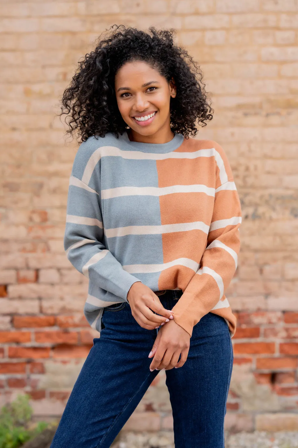 Two Tone Striped Sweater