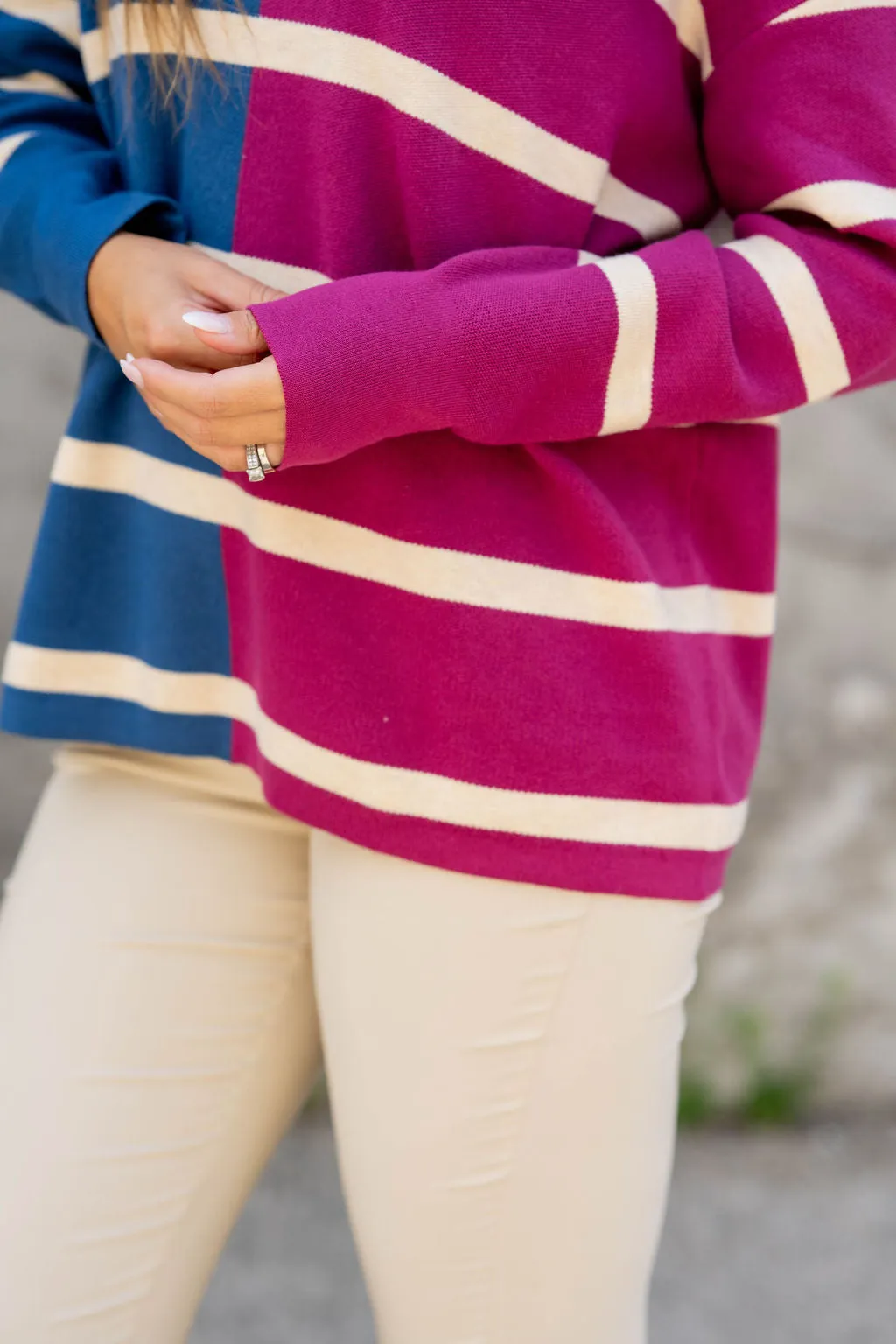 Two Tone Striped Sweater