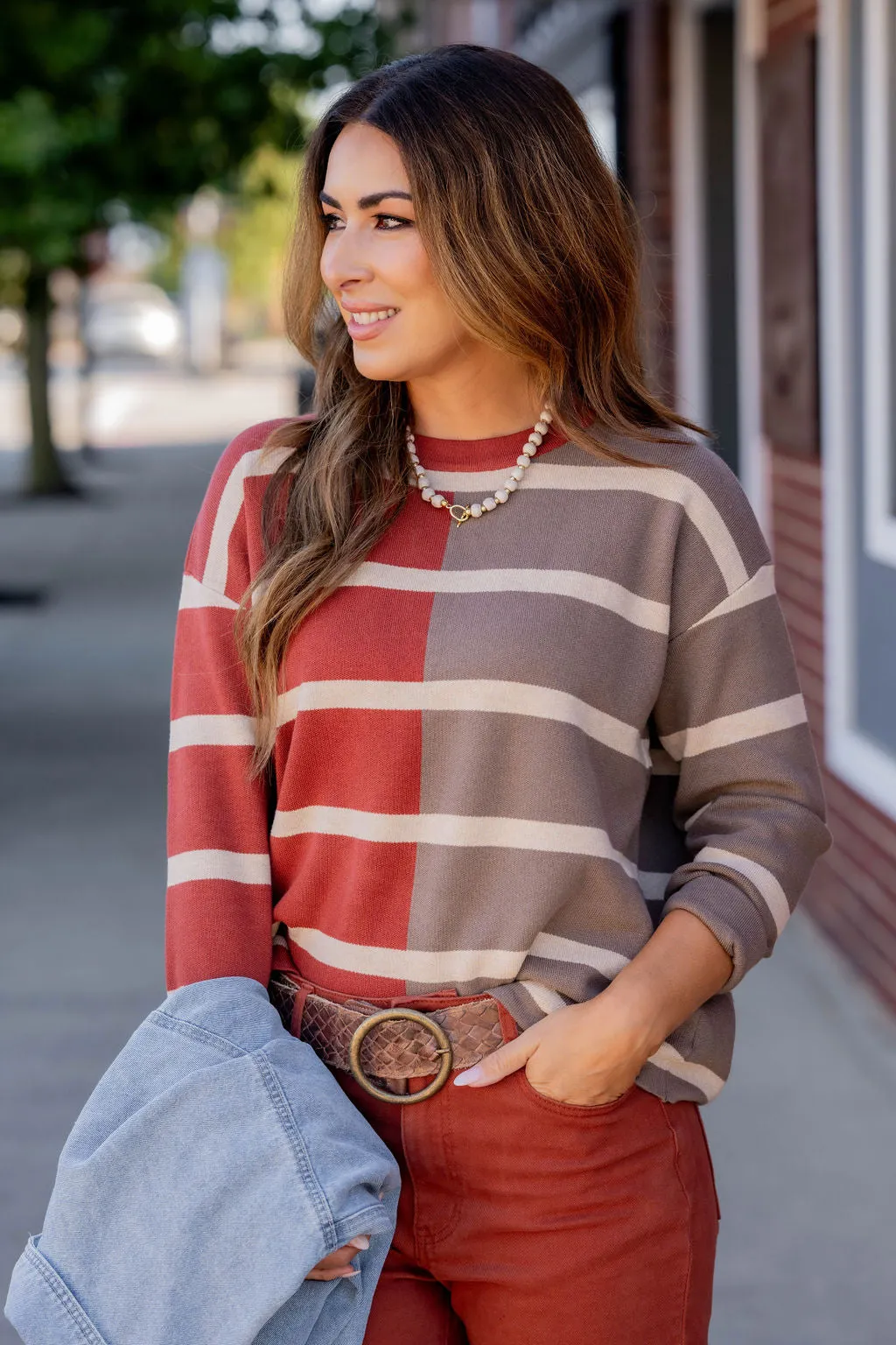 Two Tone Striped Sweater