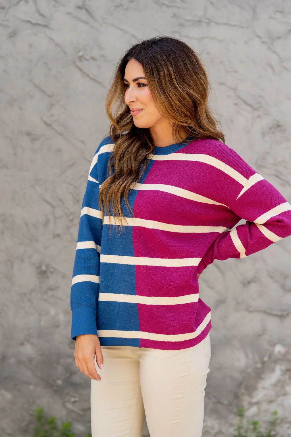 Two Tone Striped Sweater