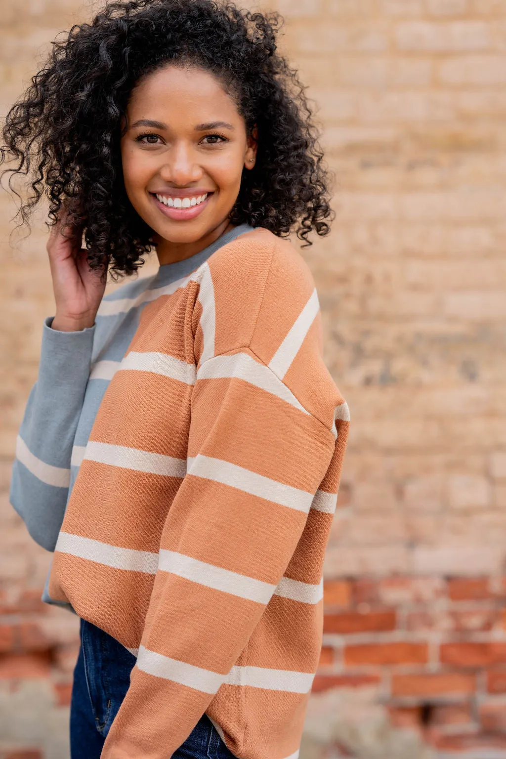 Two Tone Striped Sweater