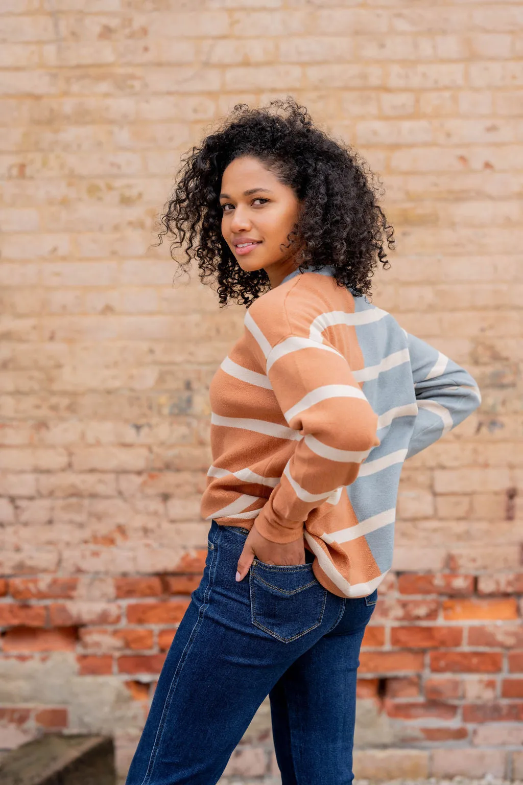 Two Tone Striped Sweater